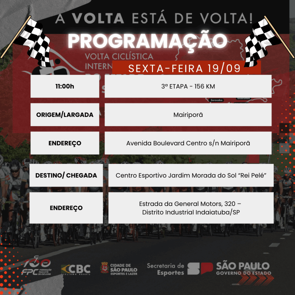 PROGRAMAÇÃO - 3ª ETAPA VOLTA DO ESTADO DE SP